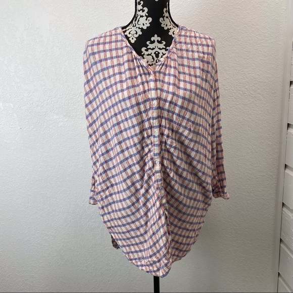 Anthropologie Saturday Sunday Plaid 3/4 Button Front Tunic Dress - Picture 2 of 15